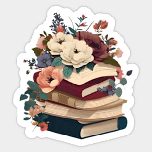 Floral Books Knowledge Growing Like Flowers Sticker